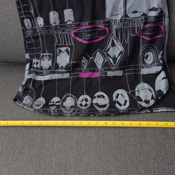 Diesel Black Gray And Purple Short Sleeve Top 100% Cotton Made in Turkey Size S - Picture 4 of 12